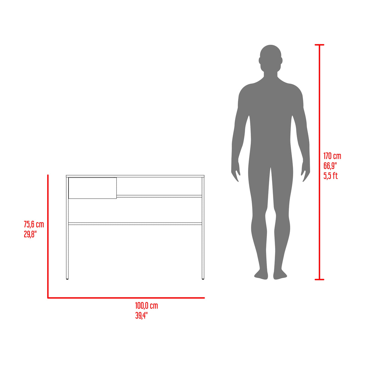 Escritorio Hungria Nogal 100x75.7cm con Un Cajón - ESCRITORIOS | Bylmo