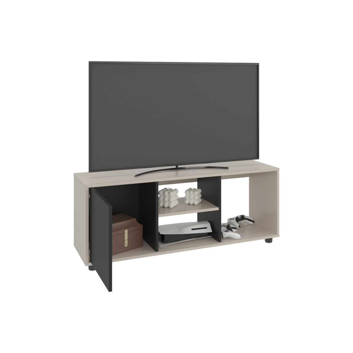 Rack de TV Adel Capri y Wengue 120.3x46.7cm para TV Hasta 50" Pulgadas con Tres Compartimientos - MUEBLES DE TV | Bylmo