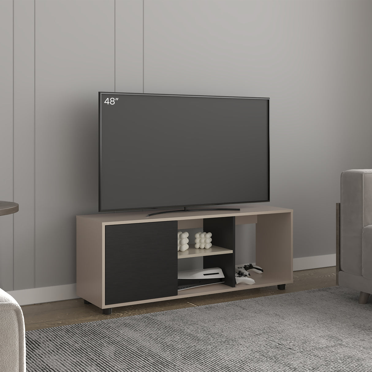 Rack de TV Adel Capri y Wengue 120.3x46.7cm para TV Hasta 50" Pulgadas con Tres Compartimientos - MUEBLES DE TV | Bylmo