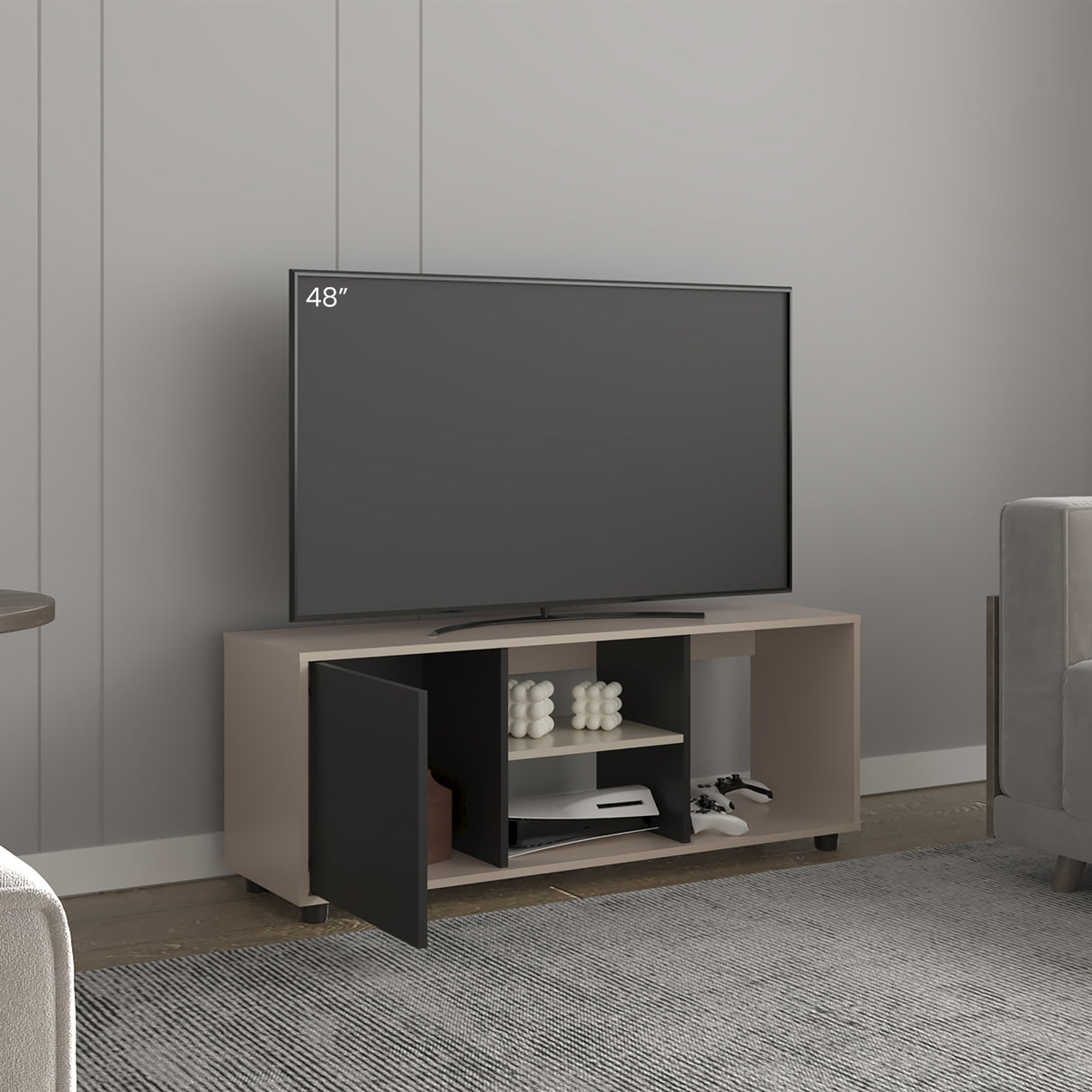 Rack de TV Adel Capri y Wengue 120.3x46.7cm para TV Hasta 50" Pulgadas con Tres Compartimientos - MUEBLES DE TV | Bylmo