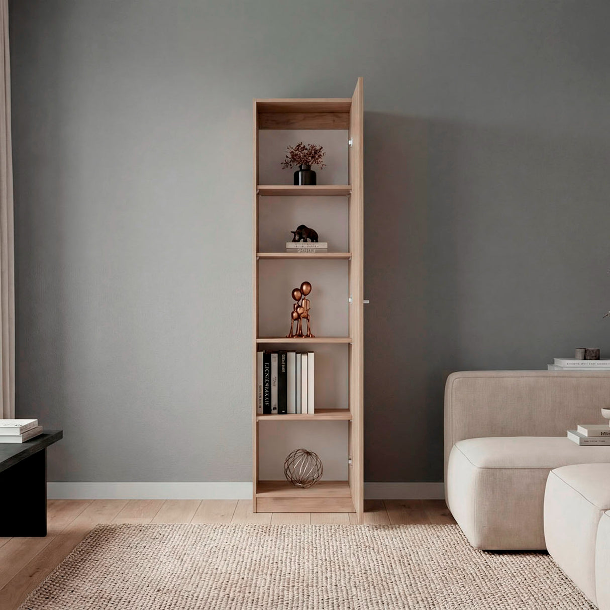 Estantería Rectangular Home Macadamia 45x180.6cm con Cuatro Entrepaños - BIBLIOTECAS Y ESTANTERIAS | Bylmo