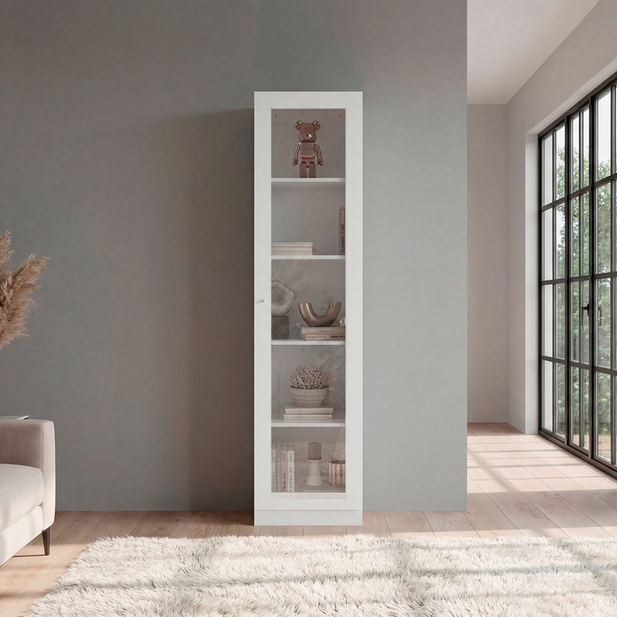 Vitrina Rectangular Home Blanco Marquez 45x180.6cm con Cuatro Entrepaños - BIBLIOTECAS Y ESTANTERIAS | Bylmo