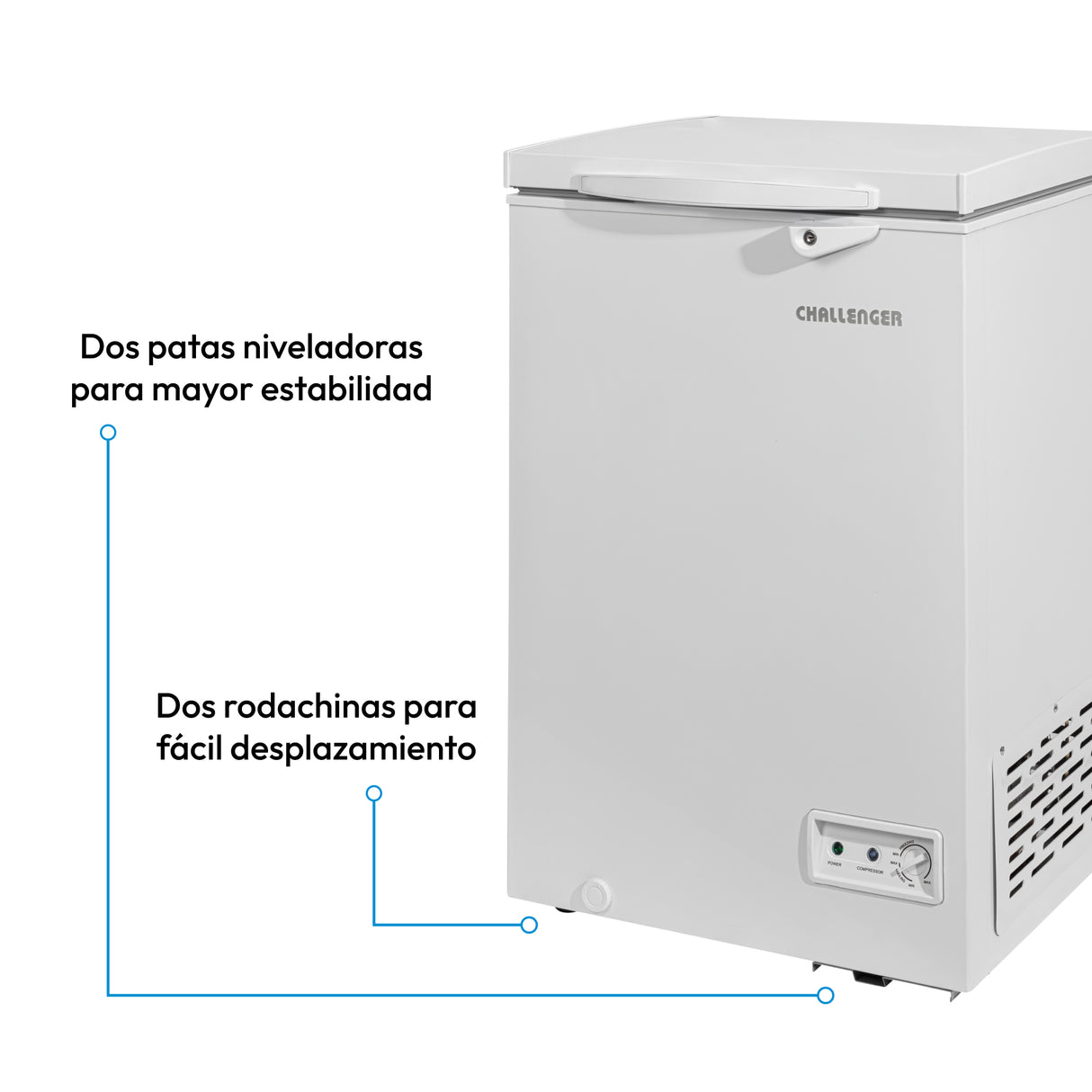 Congelador Challenger Blanco 47.6x84.6cm de 97 Litros Frost con Un Compartimiento