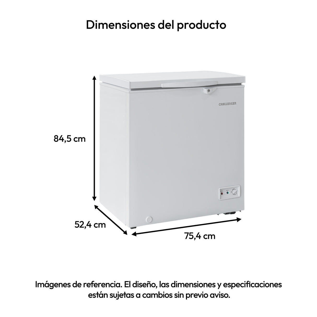 Congelador Challenger Blanco 75.4x84.5cm de 140 Litros Frost con Un Compartimiento - CONGELADORES | Bylmo