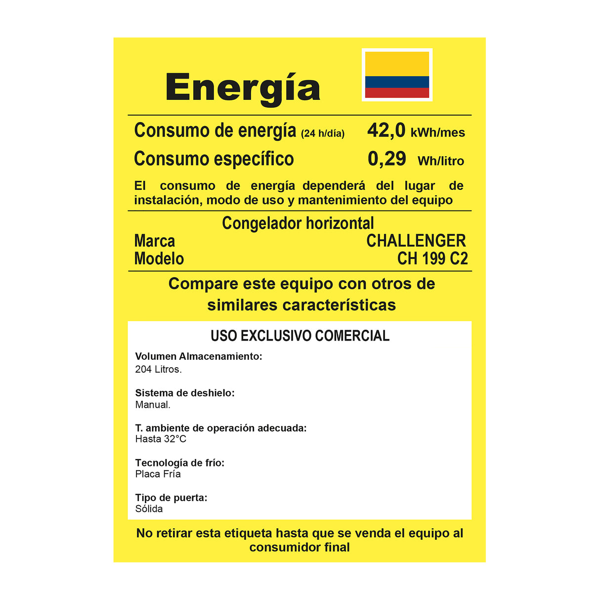 Congelador Challenger Blanco 88x84.5cm de 198 Litros Frost con Un Compartimiento - CONGELADORES | Bylmo