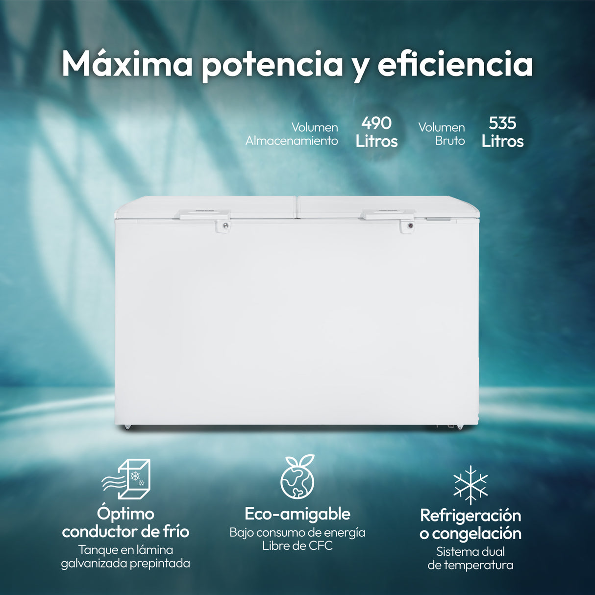 Congelador Challenger Blanco 156x89.5cm de 490 Litros Frost con Un Compartimiento - CONGELADORES | Bylmo
