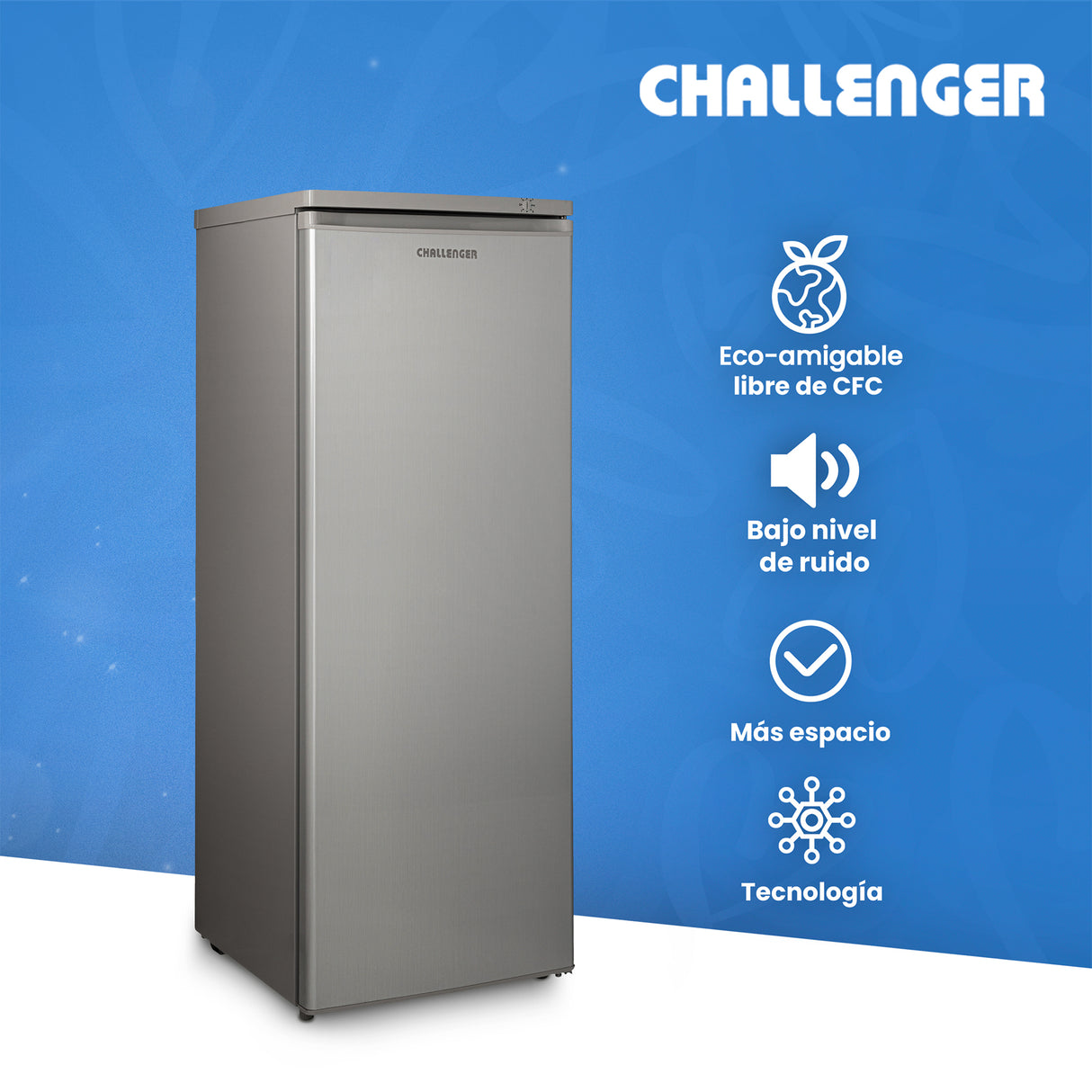 Congelador Challenger Gris 54.9x144cm de 161 Litros Frost con Seis Compartimientos - CONGELADORES | Bylmo