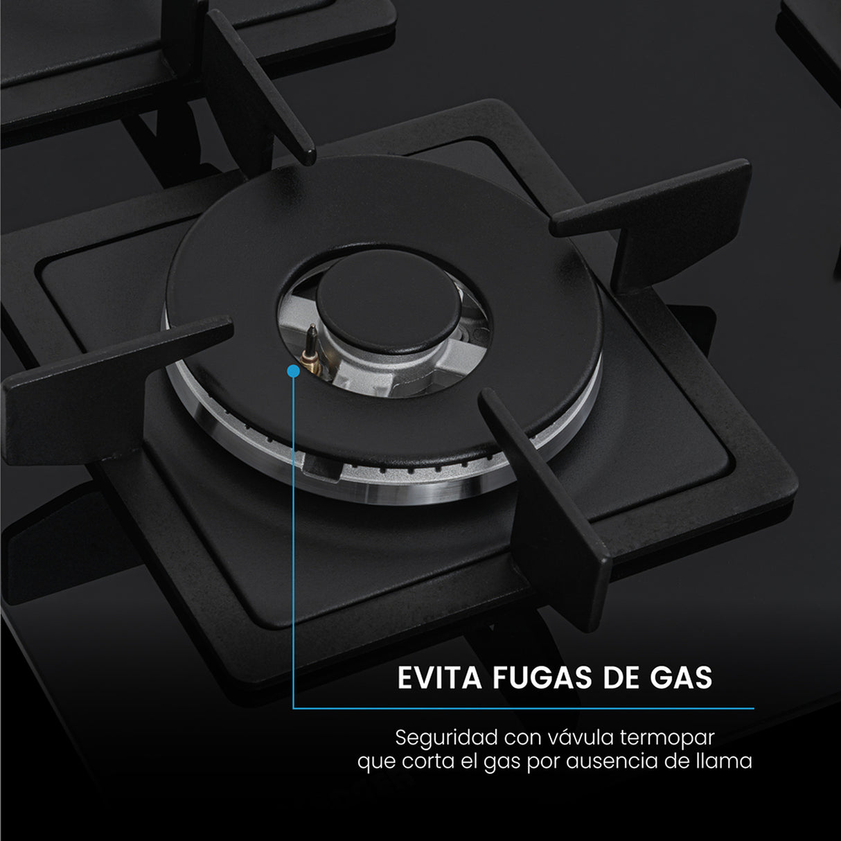 Estufa de Empotrar Challenger Aura Negro 59.1x51.1cm 110 Voltios para Gas Natural con Cuatro Quemadores - ESTUFAS DE EMPORTRAR Y CUBIERTAS | Bylmo