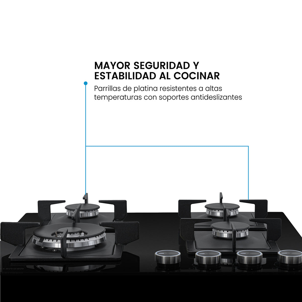 Estufa de Empotrar Challenger Aura Negro 59.1x51.1cm 110 Voltios para Gas Natural con Cuatro Quemadores - ESTUFAS DE EMPORTRAR Y CUBIERTAS | Bylmo