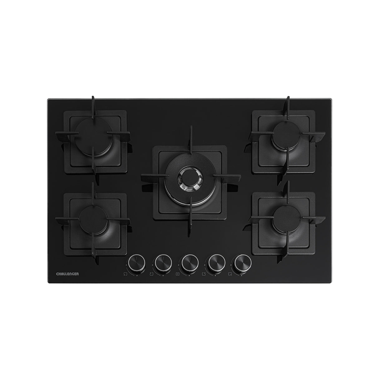 Estufa de Empotrar Challenger Aura Negro 76x50cm 110 Voltios para Gas Natural con Cinco Quemadores - ESTUFAS DE EMPORTRAR Y CUBIERTAS | Bylmo
