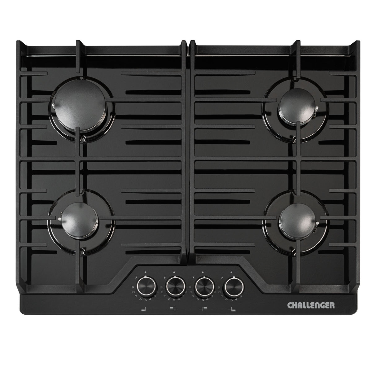 Estufa de Empotrar Challenger Cristal Squadra Negro 65x52cm para Gas Natural con Cuatro Quemadores - ESTUFAS DE EMPORTRAR Y CUBIERTAS | Bylmo