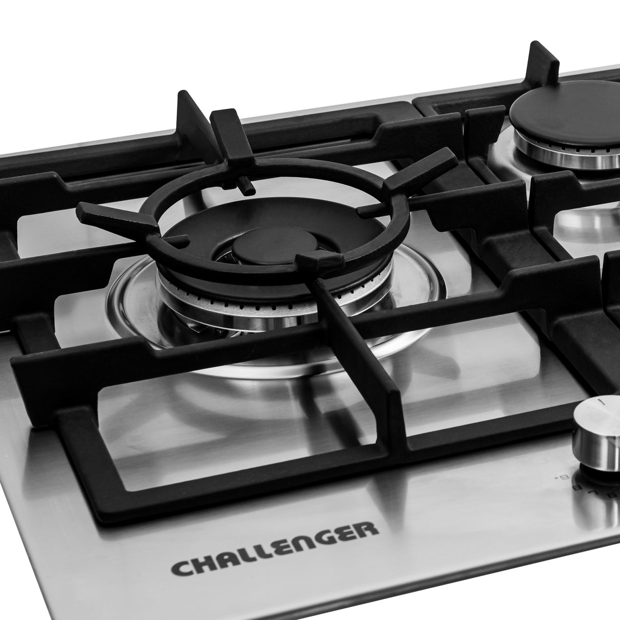 Estufa de Empotrar Challenger Verona Plateado y Negro 75x51cm 110 Voltios para Gas Natural con Cinco Quemadores - ESTUFAS DE EMPORTRAR Y CUBIERTAS | Bylmo