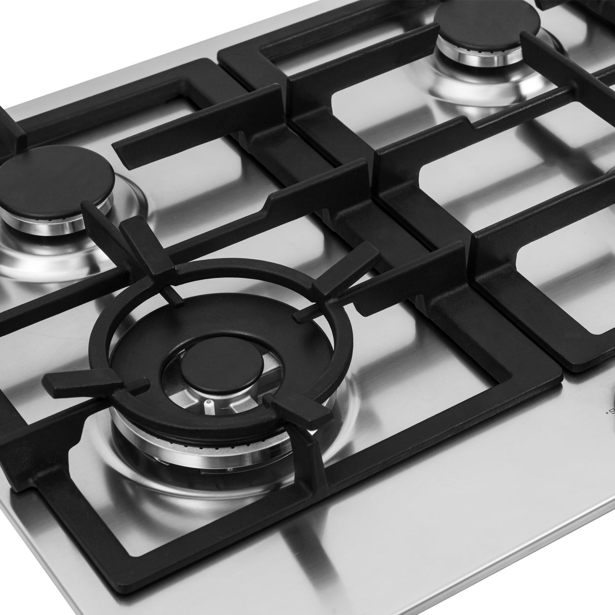 Estufa de Empotrar Challenger Verona Plateado y Negro 60x51cm 110 Voltios para Gas Natural con Cuatro Quemadores - ESTUFAS DE EMPORTRAR Y CUBIERTAS | Bylmo