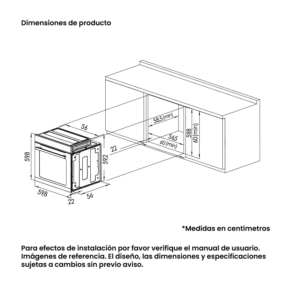 Horno de Empotrar Challenger Aura Negro 59.5x59.5cm Electrico 220 Voltios con Pantalla Digital - HORNOS DE EMPORTRAR | Bylmo
