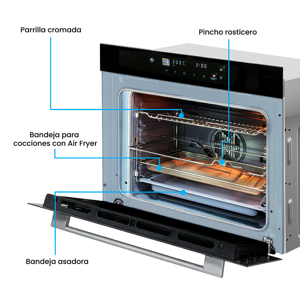 Horno de Empotrar Challenger Aura Negro 59.8x59.8cm Electrico 220 Voltios con Pantalla Digital - HORNOS DE EMPORTRAR | Bylmo