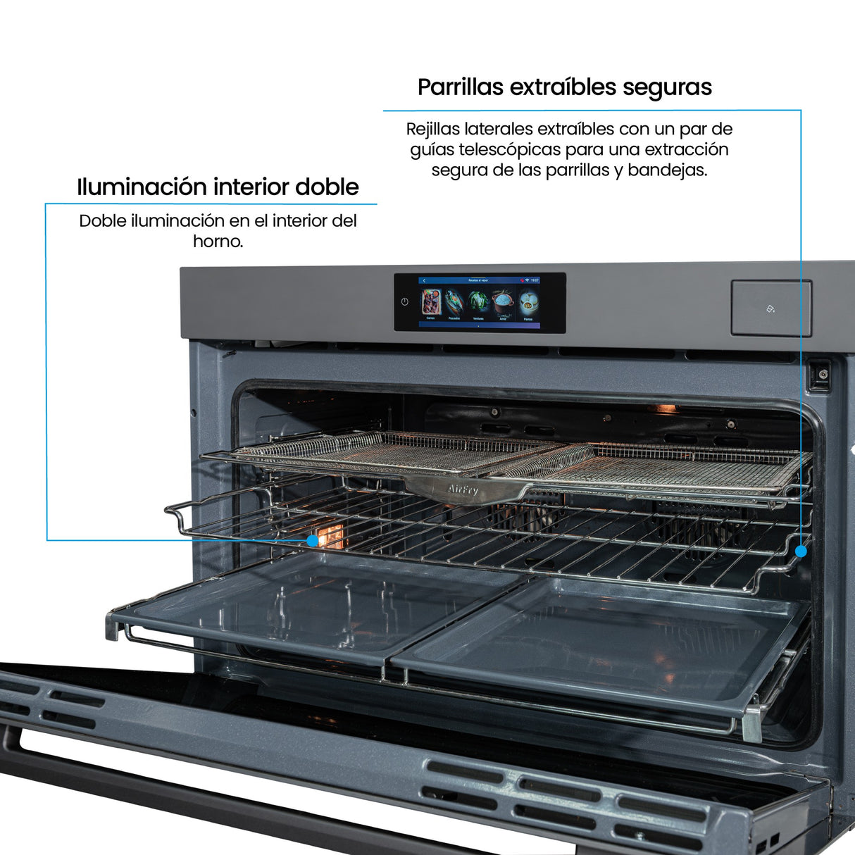 Horno de Empotrar Challenger Isola Gris Mate 89.4x59.5cm Electrico 220 Voltios con Pantalla Digital - HORNOS DE EMPORTRAR | Bylmo