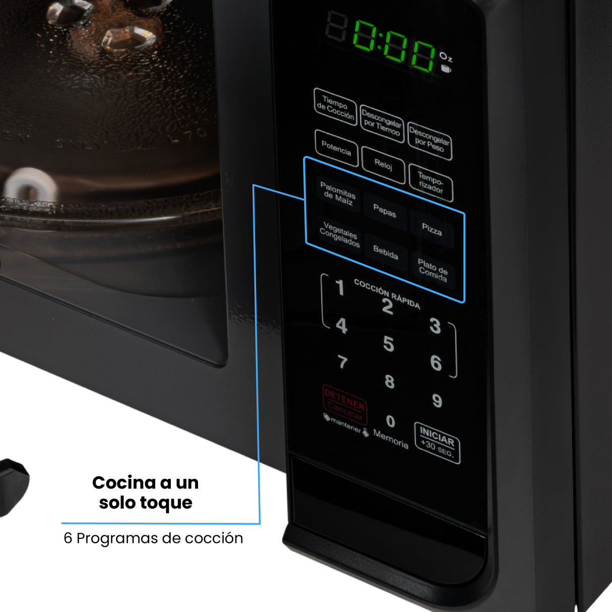 Horno Microondas Challenger Negro 44x29.5cm de 20 Litros con Seis Funciones Preconfiguradas - HORNOS MICROONDAS | Bylmo