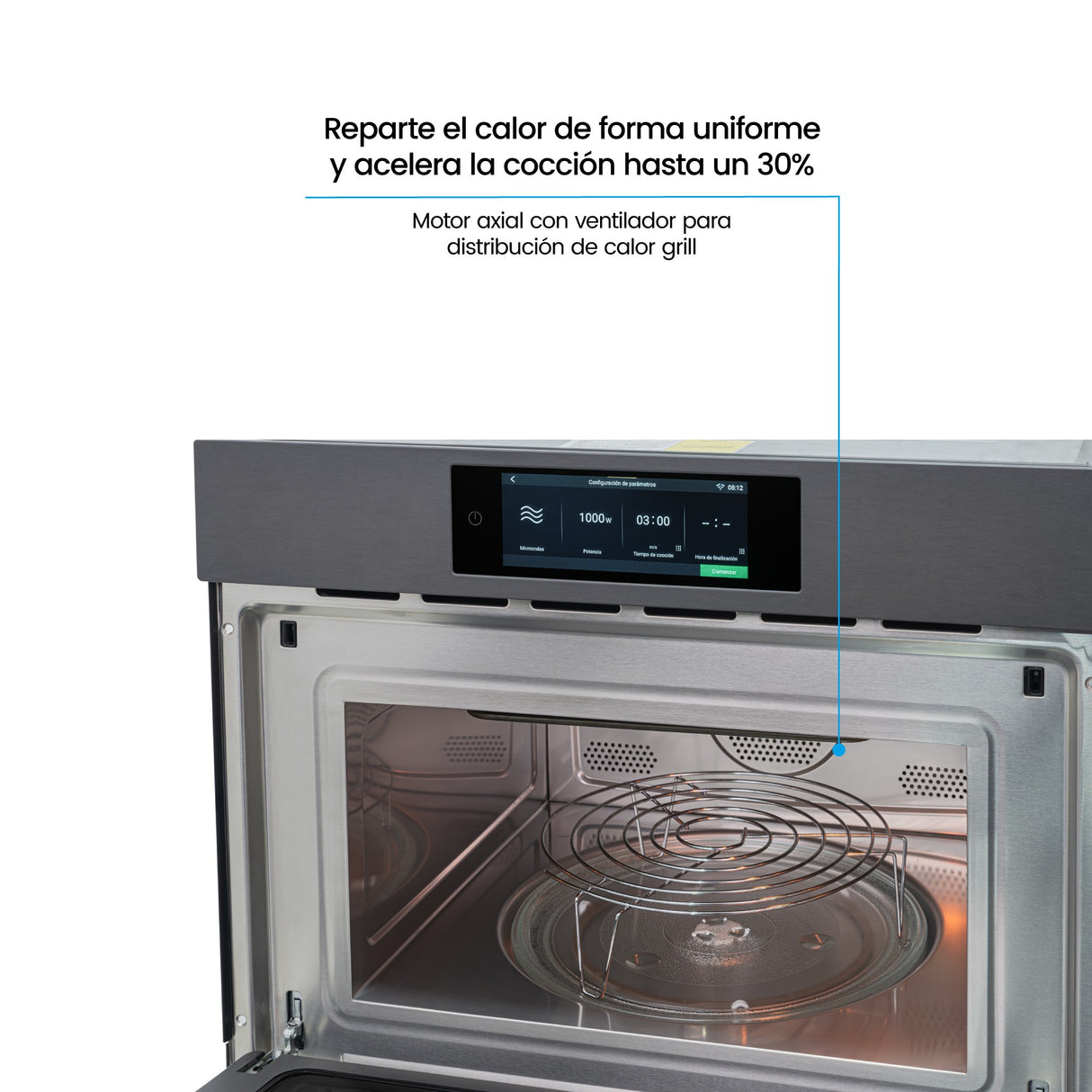 Horno Microondas de Empotrar Challenger Isola Gris Mate 59.5x45.5cm de 35 Litros con Once Funciones Preconfiguradas - HORNOS MICROONDAS | Bylmo