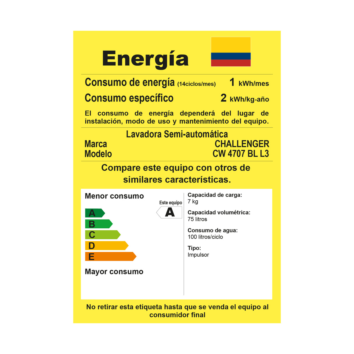 Lavadora Semiautomática Challenger Blanco y Gris 76.1x88.5cm 7 Kilogramos - LAVADORAS Y SECADORAS | Bylmo