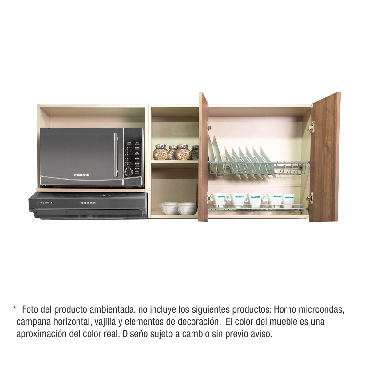 Mueble Superior de Cocina Challenger Nola 150x60cm con Espacio para Extractor y con Espacio para Microondas