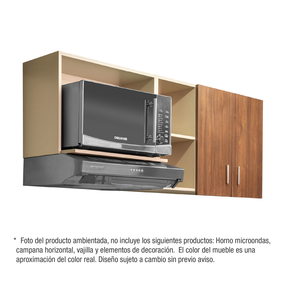 Mueble Superior de Cocina Challenger Nola 150x60cm con Espacio para Extractor y con Espacio para Microondas - MUEBLES SUPERIORES DE COCINA | Bylmo