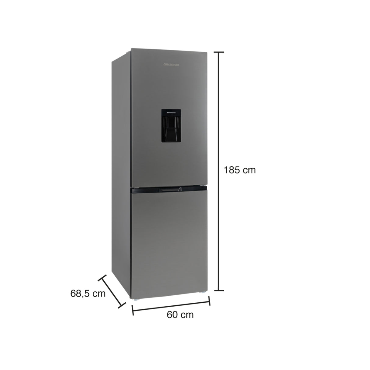 Nevera Challenger Bottom Freezer Gris 60x185cm No Frost de 325 Litros y con Congelador - NEVERAS | Bylmo