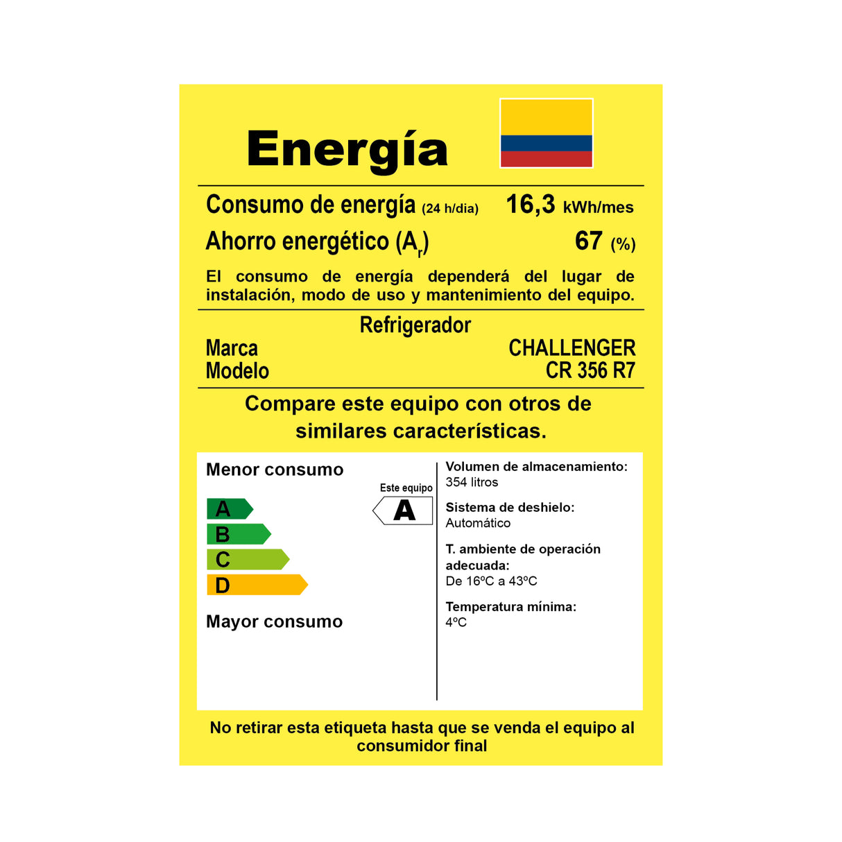 Nevera Challenger Twin Gris 60x185cm No Frost de 354 Litros y sin Congelador - NEVERAS | Bylmo