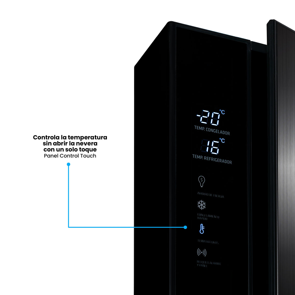 Nevera Inverter Challenger E - Cool Gris Oscuro 68x185cm No Frost de 462 Litros con Dispensador de Agua y con Congelador - NEVERAS | Bylmo