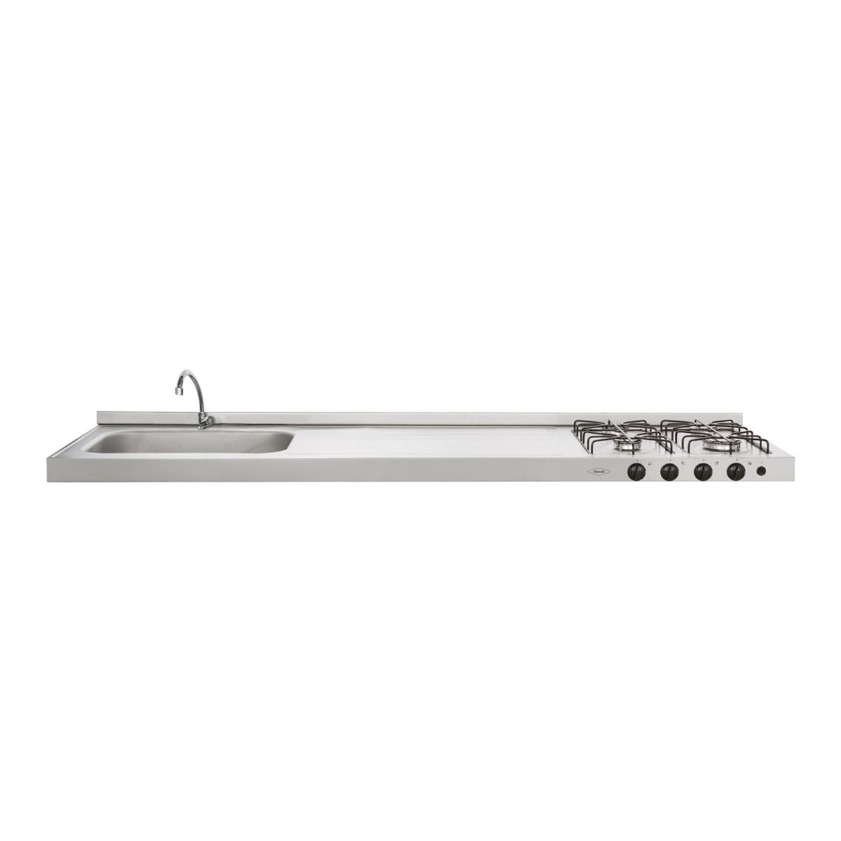 Mesón de Cocina Haceb Acero 180x53.5cm Con Pozuelo Lado Izquierdo y Estufa - MESONES DE COCINA | Bylmo
