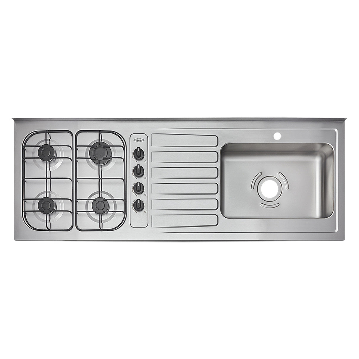 Mesón de Cocina Haceb Acero 155.5x60cm Con Pozuelo Lado Derecho y Estufa - MESONES DE COCINA | Bylmo