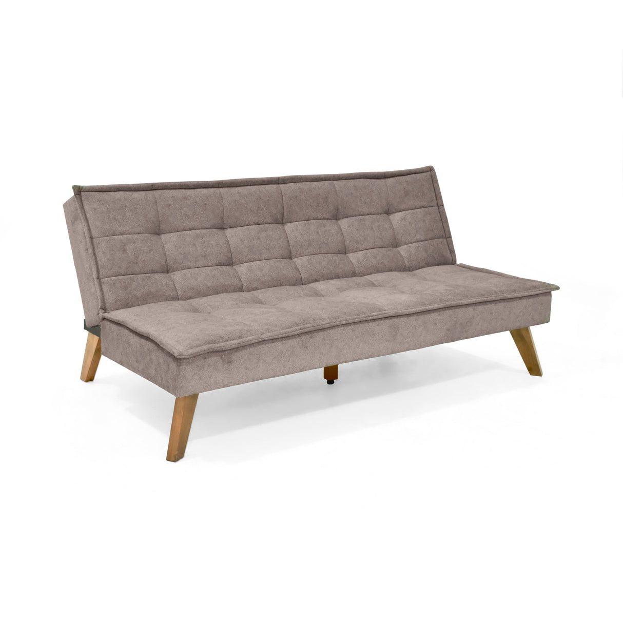 Sofá Cama Morrison Taupe y Matiz Caoba 174x80cm de Tres Puestos Reclinable sin Apoya Brazos - SOFAS Y POLTRONAS | Bylmo