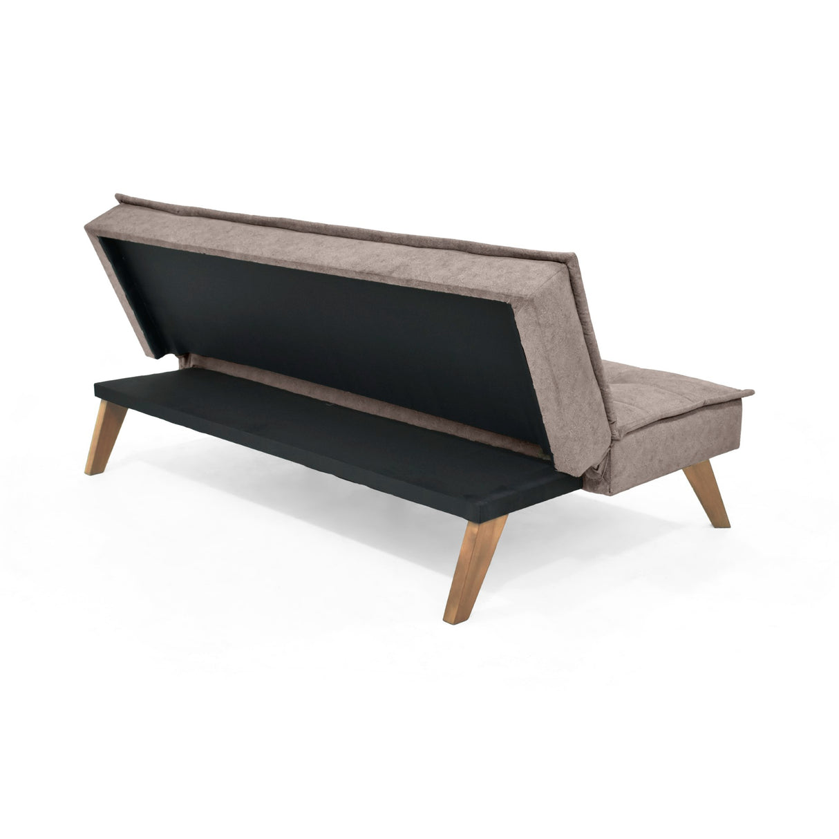 Sofá Cama Morrison Taupe y Matiz Caoba 174x80cm de Tres Puestos Reclinable sin Apoya Brazos - SOFAS Y POLTRONAS | Bylmo