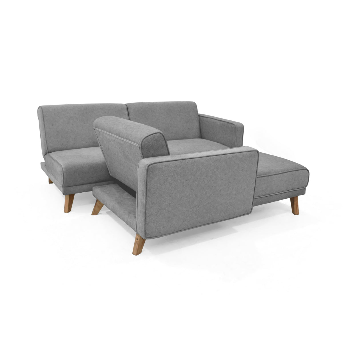 Sofá Cama en L Derecha Chelsea Gris y Matiz Caoba 175x76cm de Dos Puestos Reclinable con Apoya Brazos - SOFAS Y POLTRONAS | Bylmo