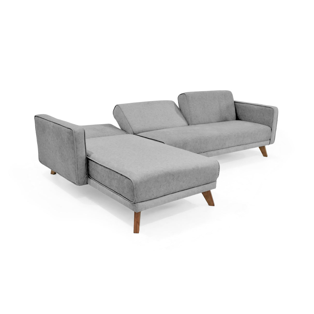 Sofá Cama en L Derecha Chelsea Gris y Matiz Caoba 175x76cm de Dos Puestos Reclinable con Apoya Brazos - SOFAS Y POLTRONAS | Bylmo