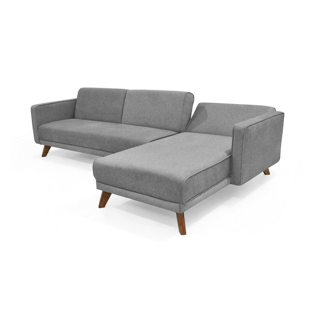 Sofá Cama en L Izquierda Chelsea Gris y Matiz Caoba 175x76cm de Dos Puestos Reclinable con Apoya Brazos - SOFAS Y POLTRONAS | Bylmo