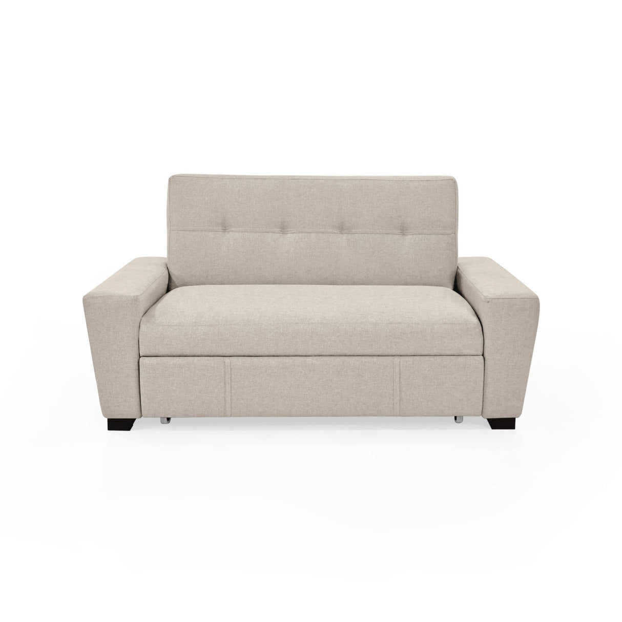 Sofá Cama Hamburgo Beige y Matiz Wengue 160x86cm de Dos Puestos Reclinable sin Apoya Brazos - SOFAS Y POLTRONAS | Bylmo
