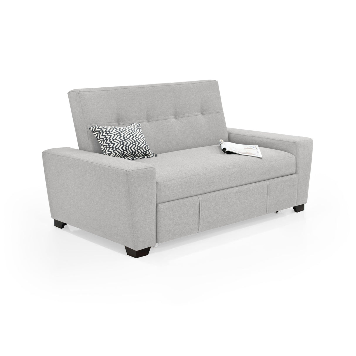 Sofá Cama Hamburgo Plata y Matiz Wengue 160x86cm de Dos Puestos Reclinable sin Apoya Brazos - SOFAS Y POLTRONAS | Bylmo