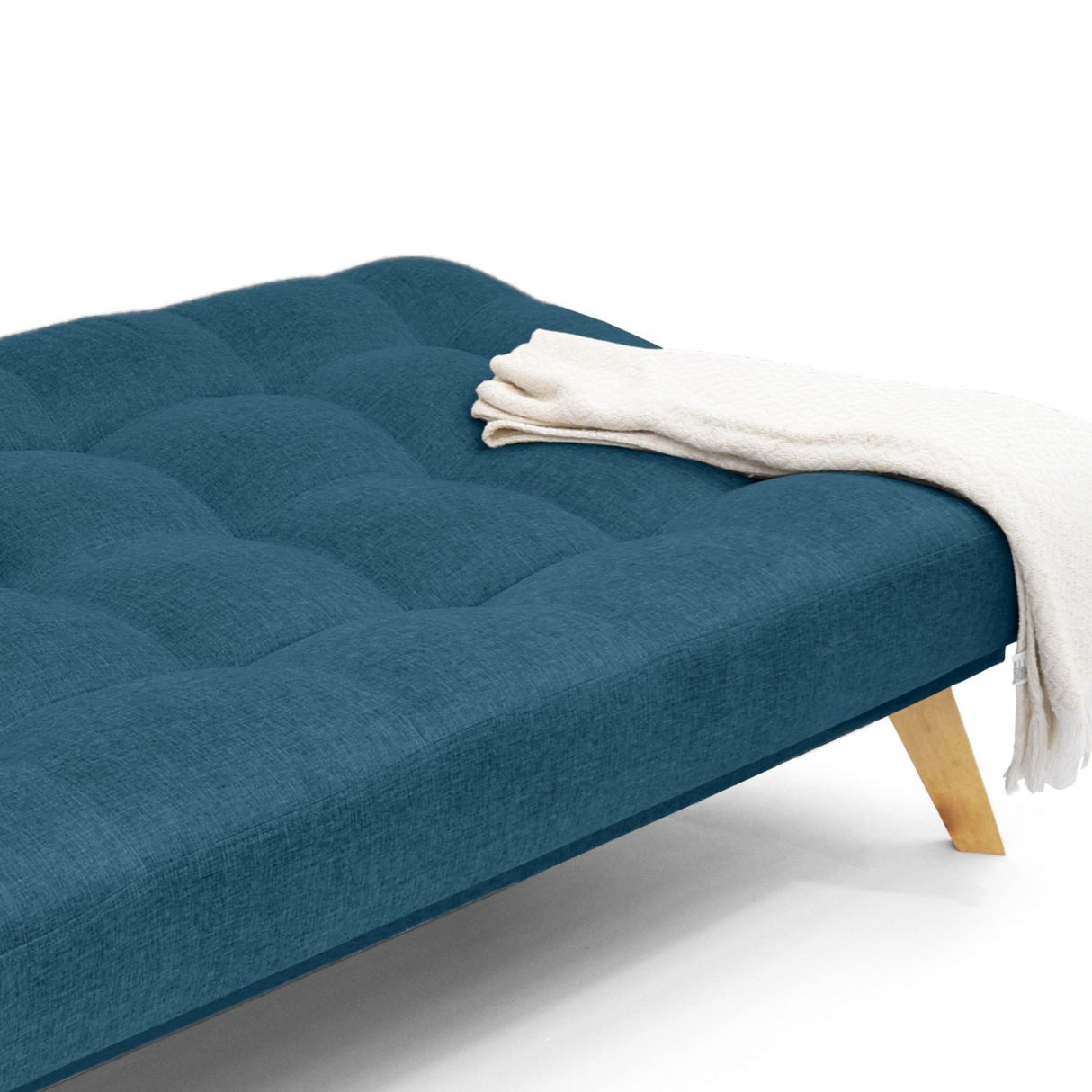 Sofá Cama Porto Azul y Matiz Natural 182x85cm de Tres Puestos Reclinable sin Apoya Brazos - SOFAS Y POLTRONAS | Bylmo
