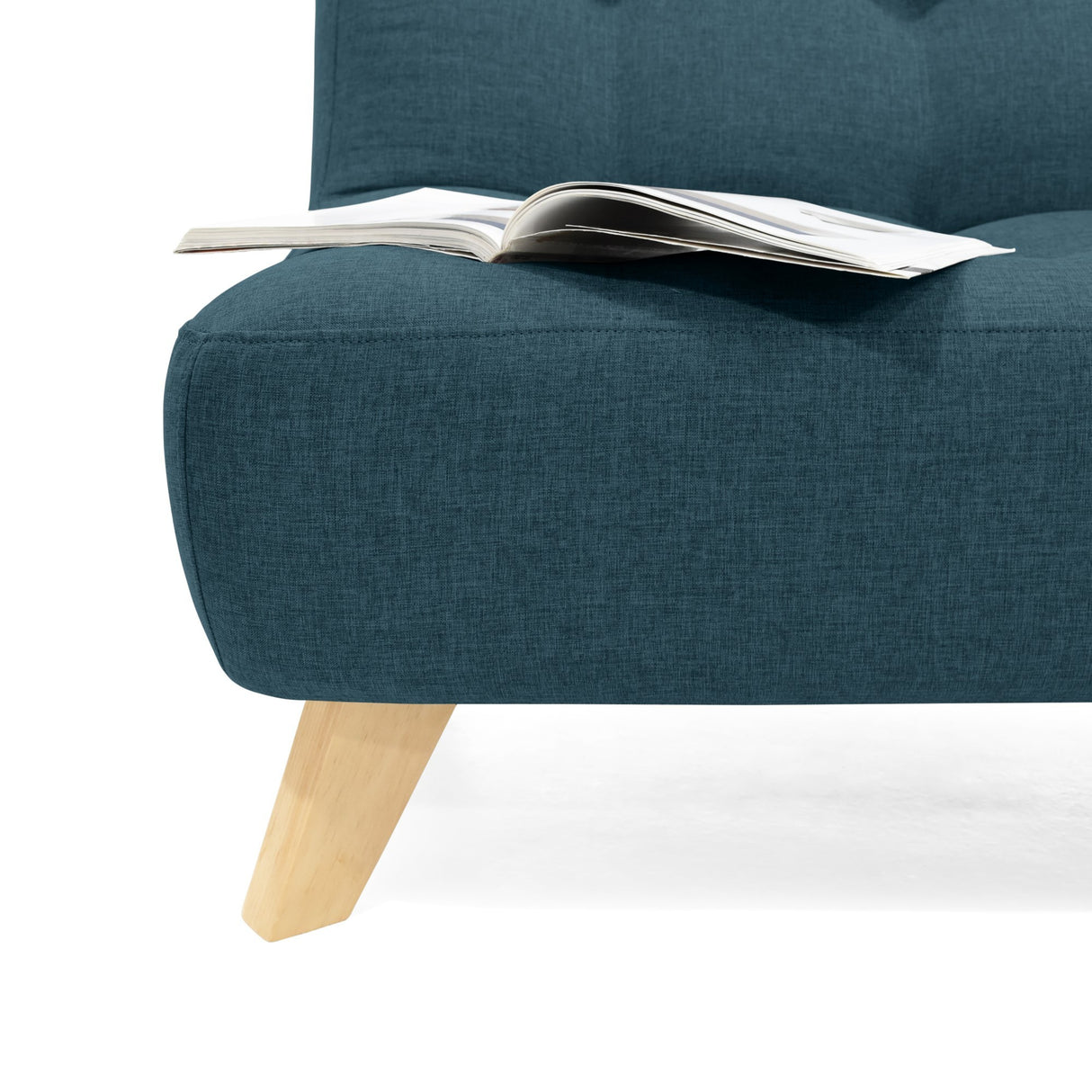 Sofá Navara Azul y Matiz Natural 121x82cm de Dos Puestos sin Apoya Brazos - SOFAS Y POLTRONAS | Bylmo