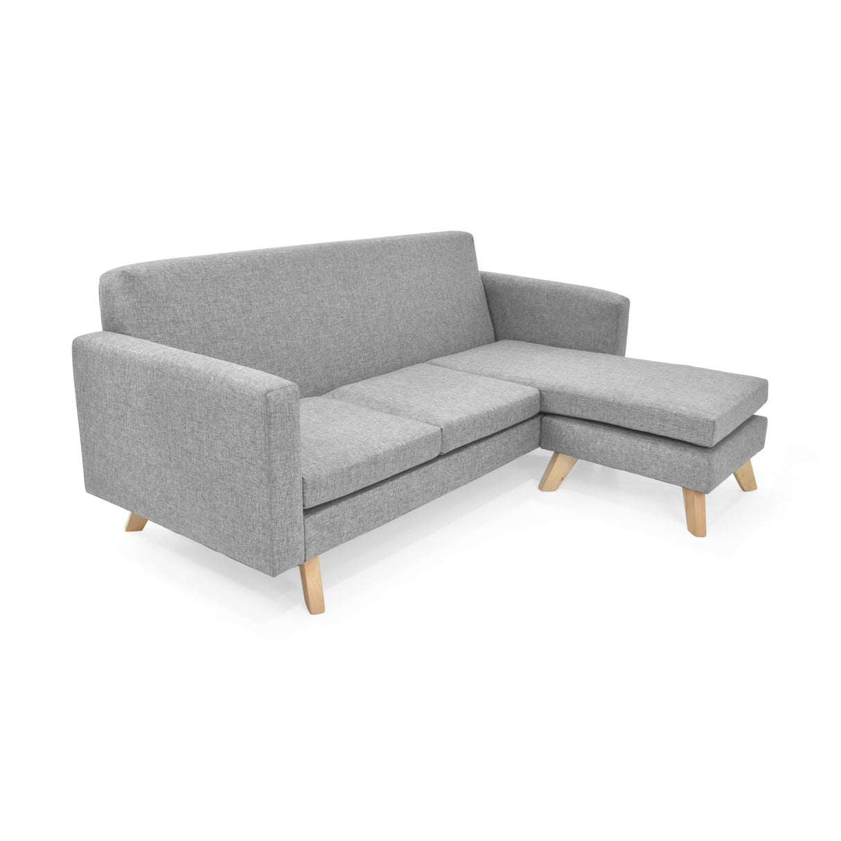 Sofá en L Burdeos Plata y Matiz Natural 192x82cm de Tres Puestos con Apoya Brazos - SOFAS Y POLTRONAS | Bylmo