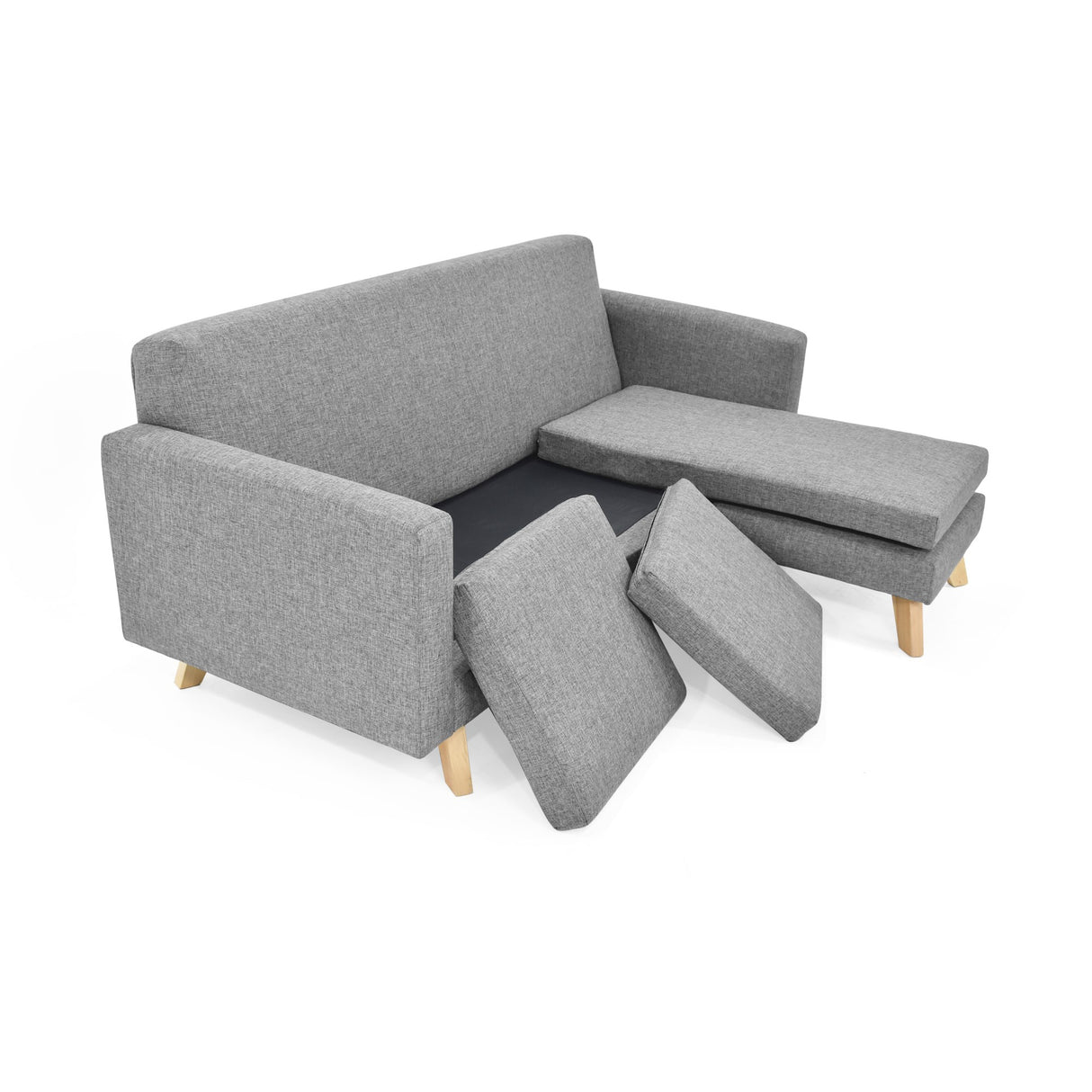 Sofá en L Burdeos Plata y Matiz Natural 192x82cm de Tres Puestos con Apoya Brazos - SOFAS Y POLTRONAS | Bylmo