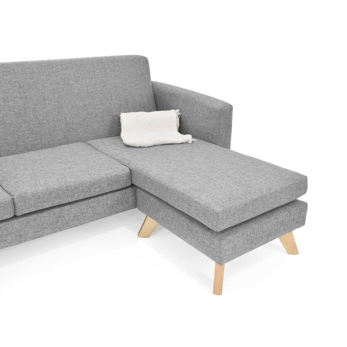 Sofá en L Burdeos Plata y Matiz Natural 192x82cm de Tres Puestos con Apoya Brazos - SOFAS Y POLTRONAS | Bylmo