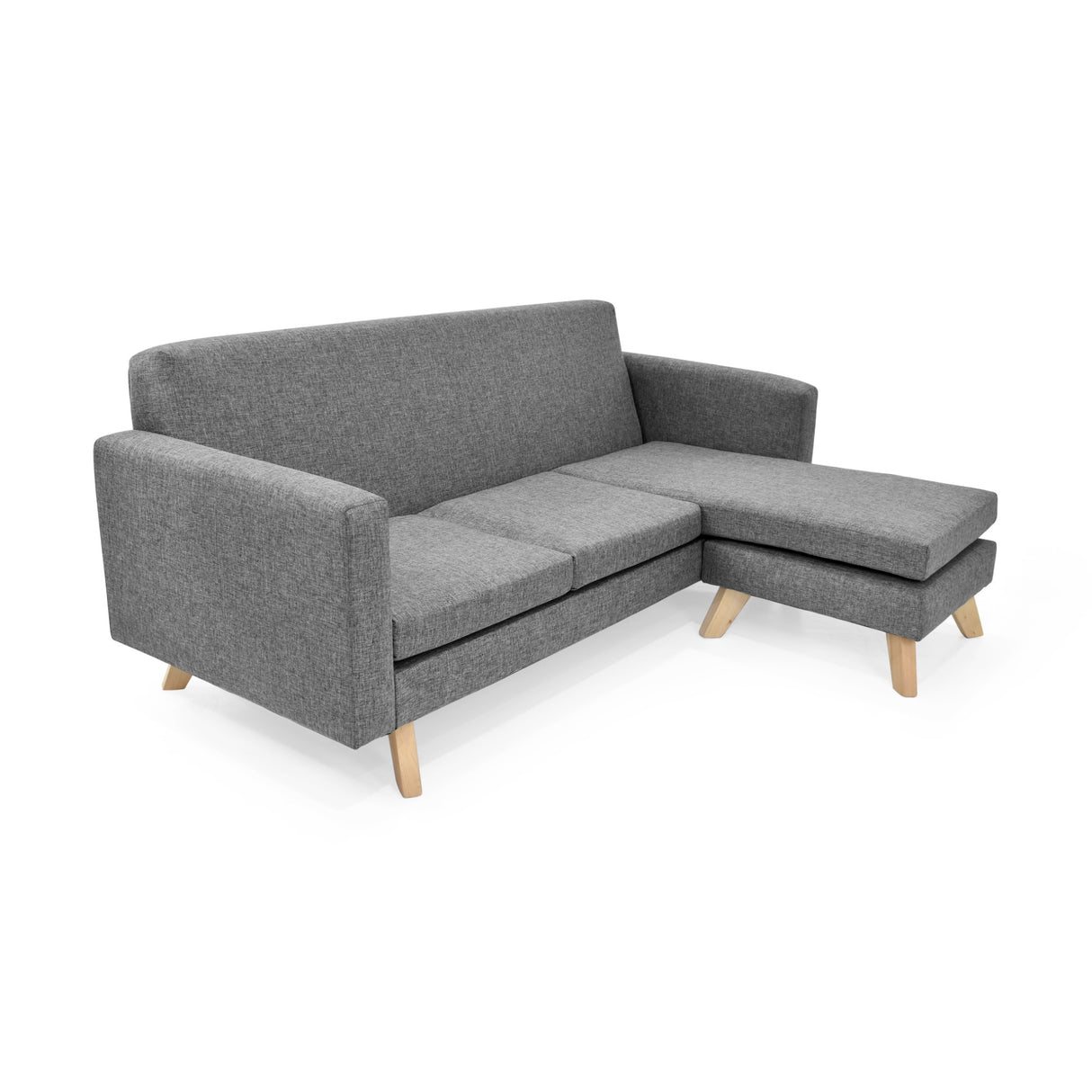 Sofá en L Burdeos Gris y Matiz Natural 192x82cm de Tres Puestos con Apoya Brazos - SOFAS Y POLTRONAS | Bylmo