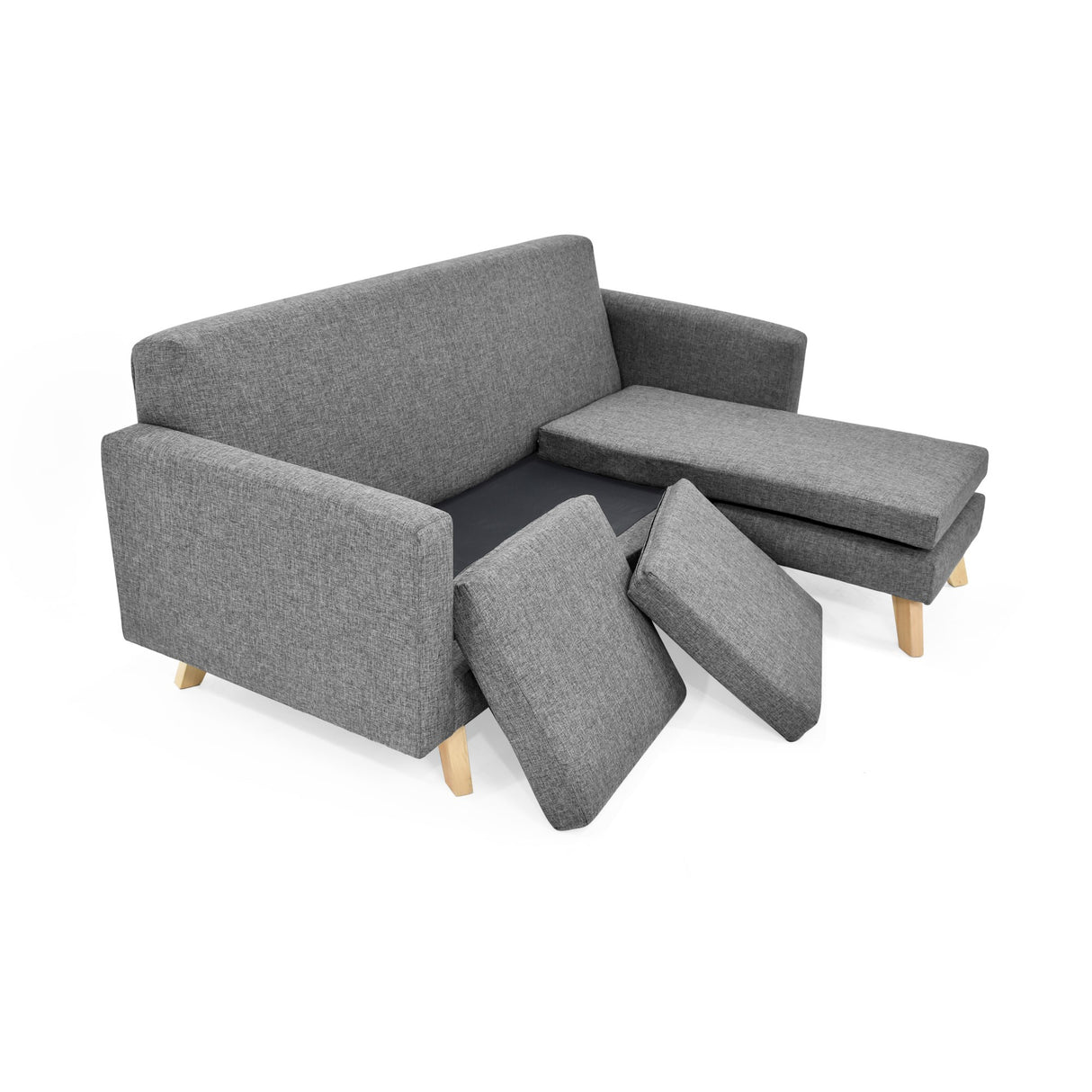 Sofá en L Burdeos Gris y Matiz Natural 192x82cm de Tres Puestos con Apoya Brazos - SOFAS Y POLTRONAS | Bylmo