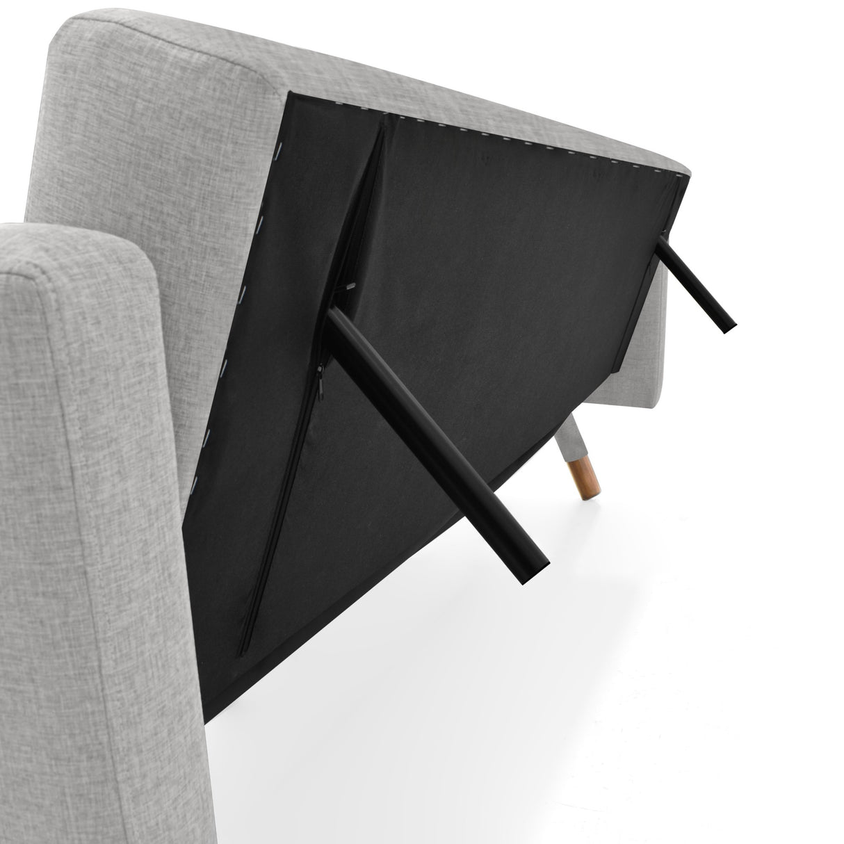Sofá Cama Artemisa Plata y Matiz Natural 196x78cm de Tres Puestos Reclinable con Apoya Brazos - SOFAS Y POLTRONAS | Bylmo