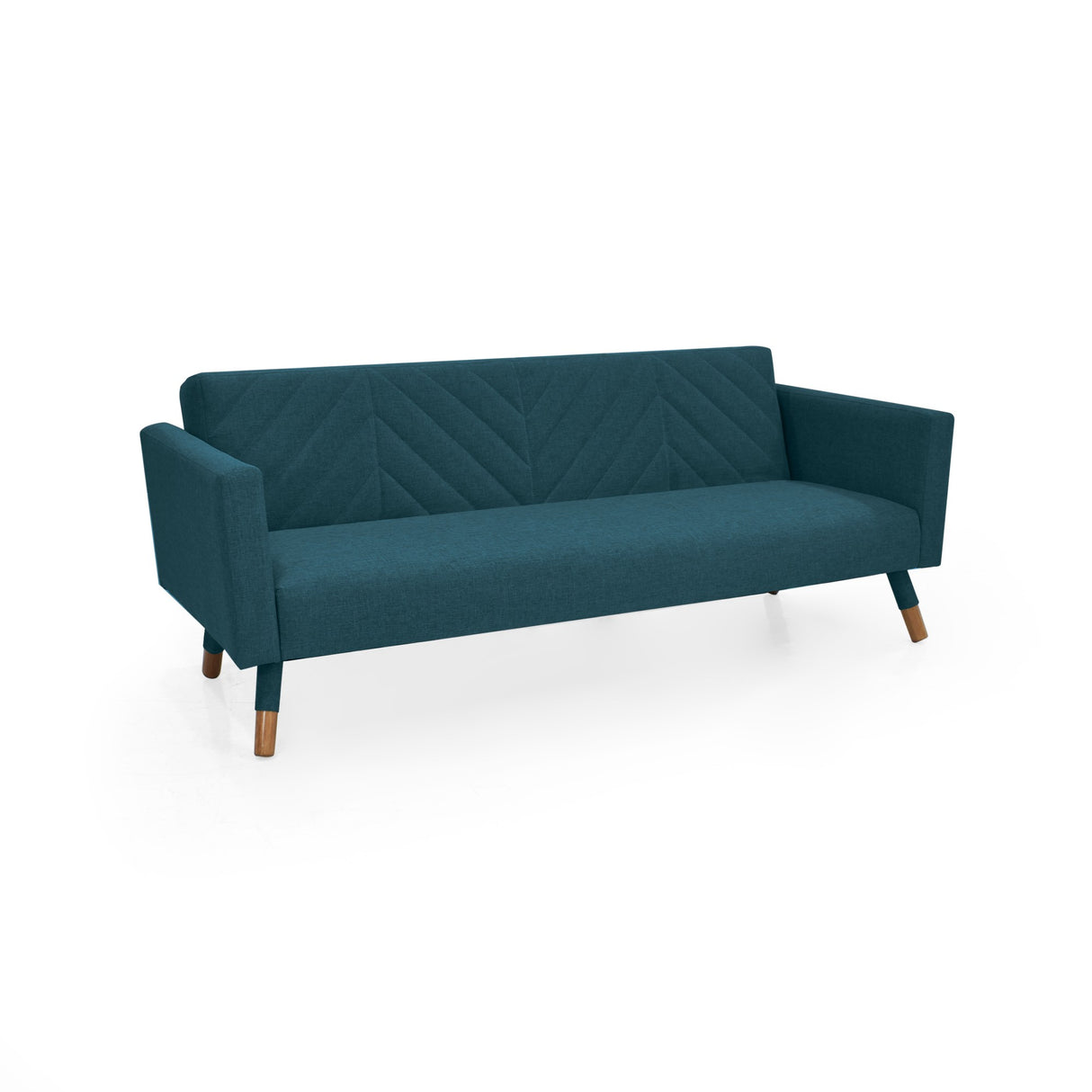 Sofá Cama Artemisa Azul y Matiz Natural 196x78cm de Tres Puestos Reclinable con Apoya Brazos - SOFAS Y POLTRONAS | Bylmo