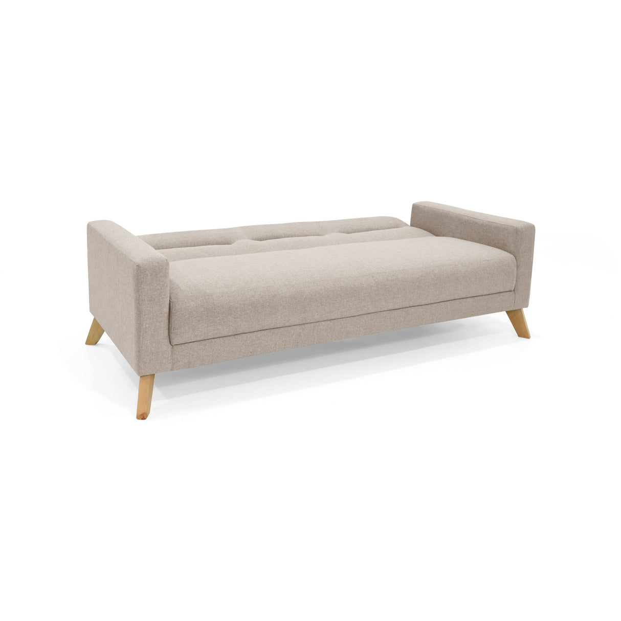 Sofá Cama Sion Beige y Matiz Natural 206x82cm de Tres Puestos Reclinable con Apoya Brazos - SOFAS Y POLTRONAS | Bylmo