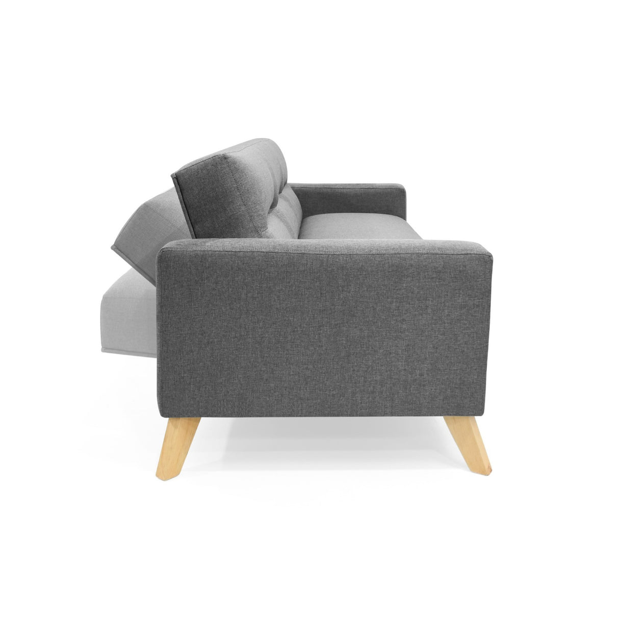 Sofá Cama Sion Gris y Matiz Natural 206x82cm de Tres Puestos Reclinable con Apoya Brazos - SOFAS Y POLTRONAS | Bylmo
