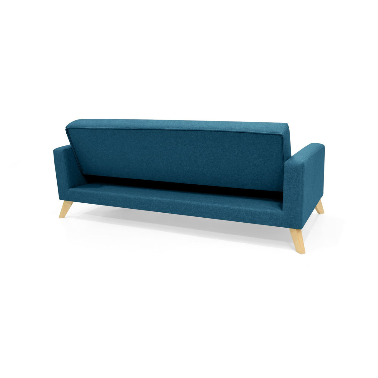 Sofá Cama Sion Azul y Matiz Natural 206x82cm de Tres Puestos Reclinable con Apoya Brazos - SOFAS Y POLTRONAS | Bylmo