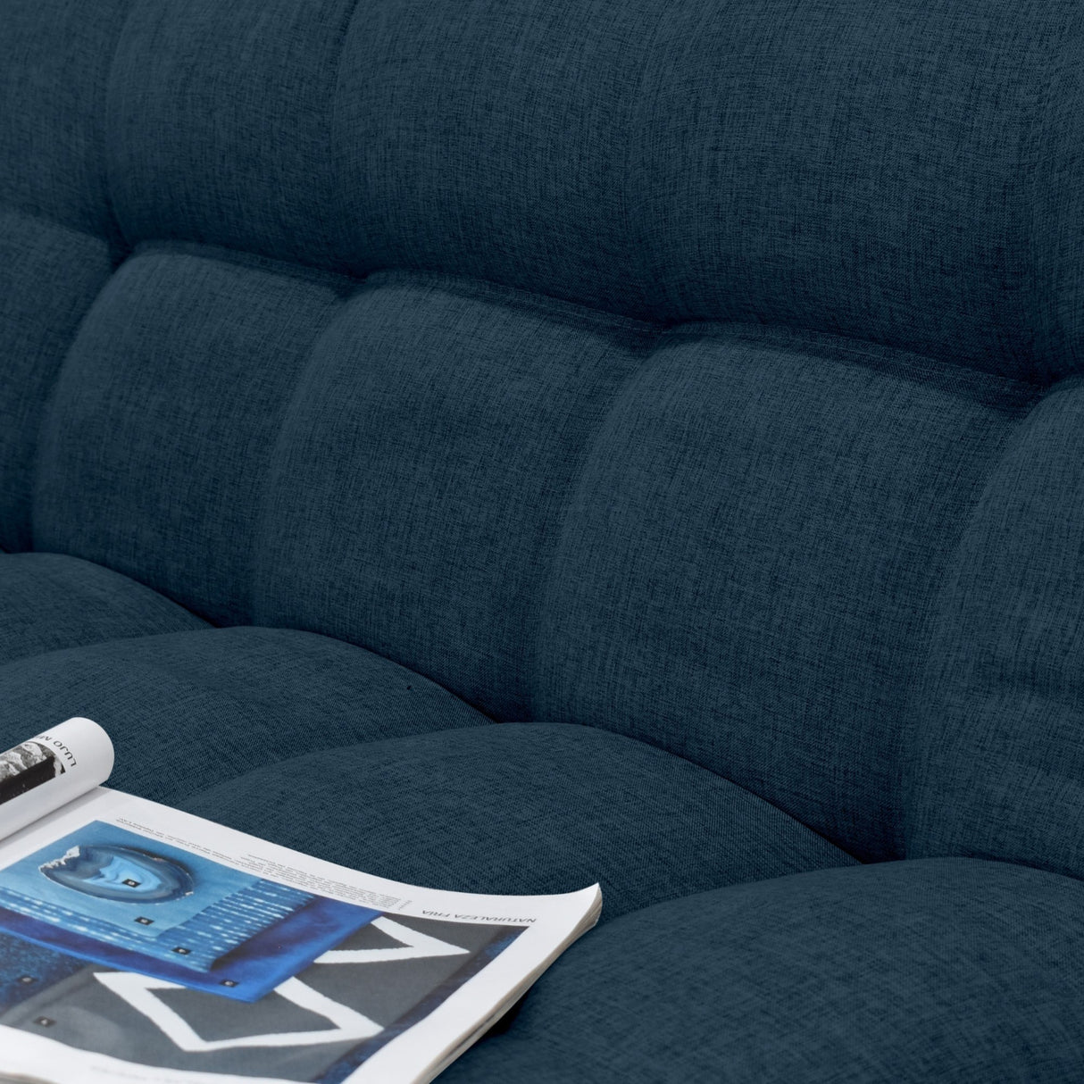 Combo Sala y Comedor Toulouse Azul y Matiz Natural 140x80cm de Dos Puestos sin Apoya Brazos con Cuatro Sillas - SOFAS Y POLTRONAS | Bylmo